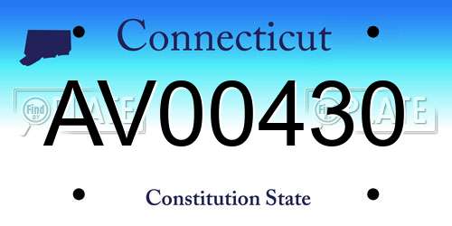 AV00430 Connecticut License Plate