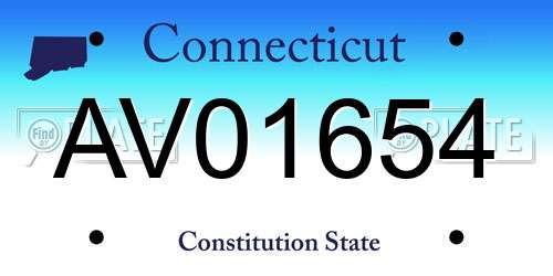 AV01654 Connecticut License Plate