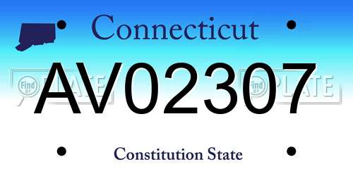 AV02307 Connecticut License Plate