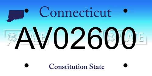 AV02600 Connecticut License Plate