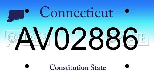 AV02886 Connecticut License Plate