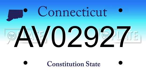 AV02927 Connecticut License Plate