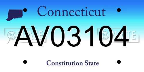 AV03104 Connecticut License Plate