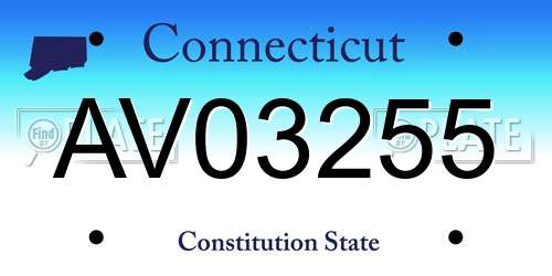 AV03255 Connecticut License Plate