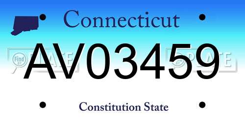 AV03459 Connecticut License Plate
