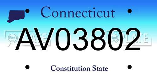 AV03802 Connecticut License Plate