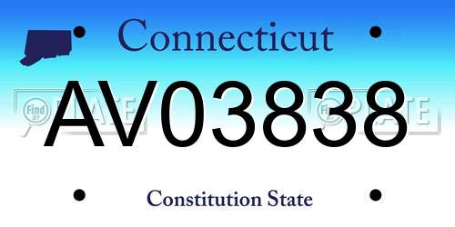 AV03838 Connecticut License Plate