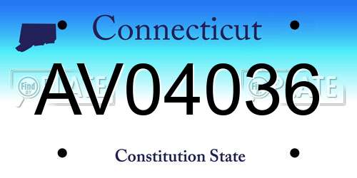 AV04036 Connecticut License Plate