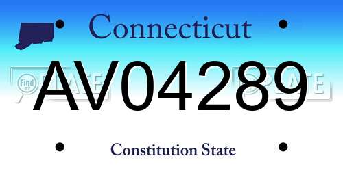 AV04289 Connecticut License Plate