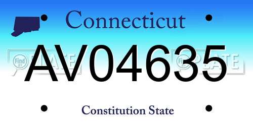 AV04635 Connecticut License Plate