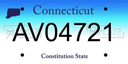 AV04721 Connecticut License Plate
