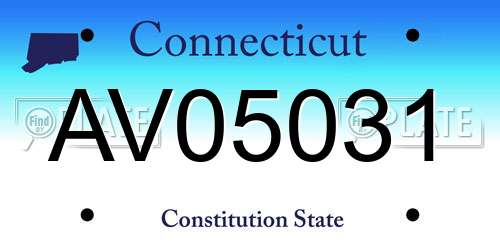 AV05031 Connecticut License Plate