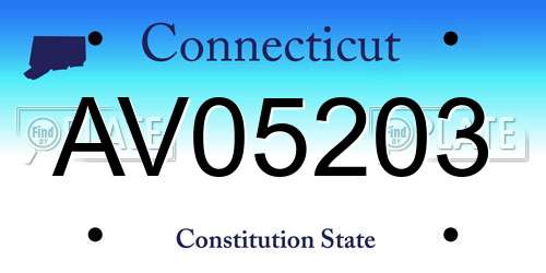 AV05203 Connecticut License Plate