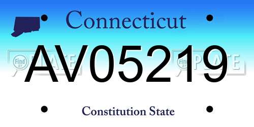 AV05219 Connecticut License Plate