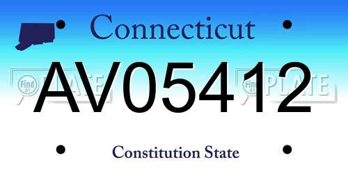 AV05412 Connecticut License Plate