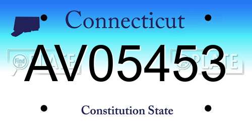 AV05453 Connecticut License Plate