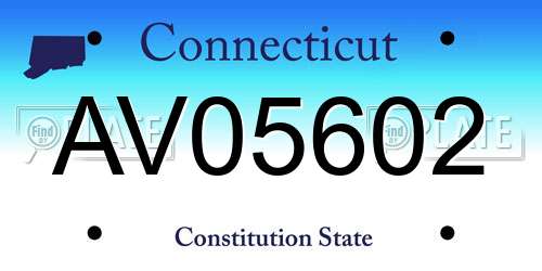 AV05602 Connecticut License Plate