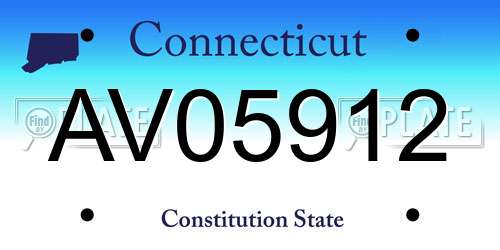 AV05912 Connecticut License Plate
