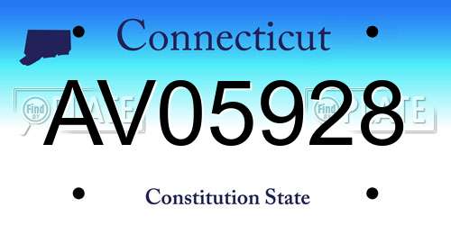 AV05928 Connecticut License Plate