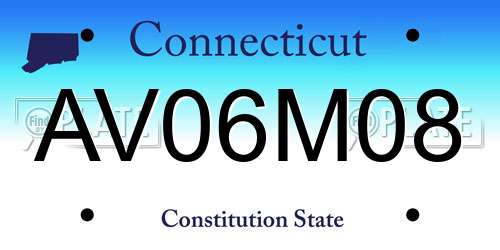 AV06M08 Connecticut License Plate