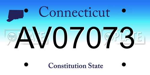 AV07073 Connecticut License Plate