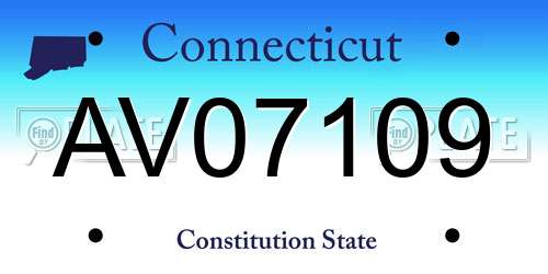 AV07109 Connecticut License Plate