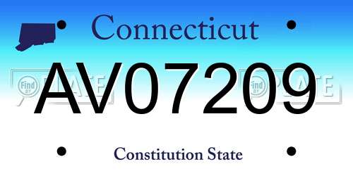 AV07209 Connecticut License Plate