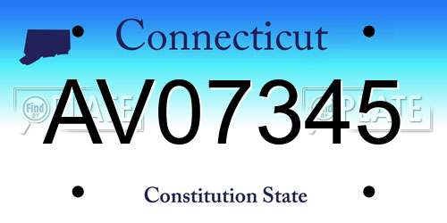 AV07345 Connecticut License Plate
