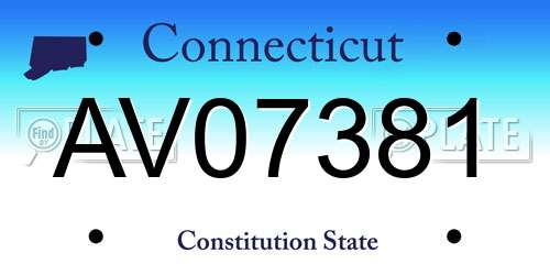 AV07381 Connecticut License Plate