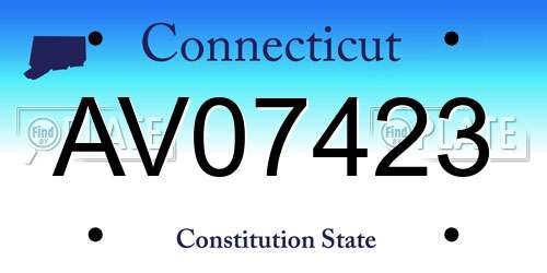 AV07423 Connecticut License Plate