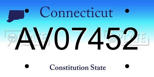 AV07452 Connecticut License Plate