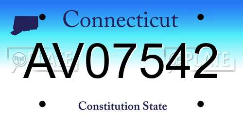 AV07542 Connecticut License Plate