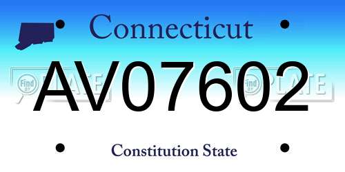 AV07602 Connecticut License Plate