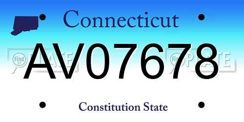 AV07678 Connecticut License Plate