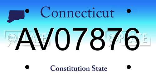 AV07876 Connecticut License Plate