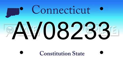 AV08233 Connecticut License Plate