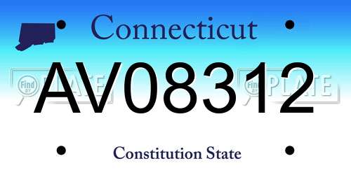 AV08312 Connecticut License Plate