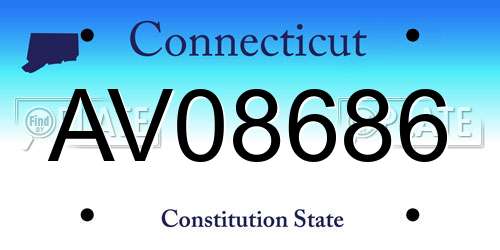 AV08686 Connecticut License Plate