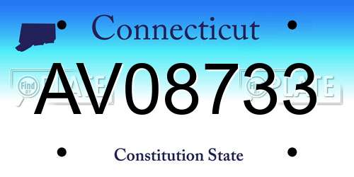 AV08733 Connecticut License Plate
