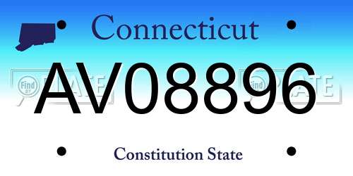 AV08896 Connecticut License Plate