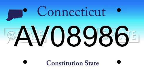 AV08986 Connecticut License Plate