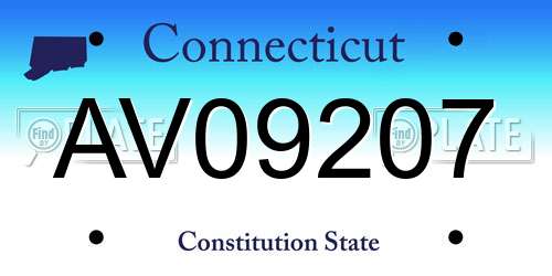 AV09207 Connecticut License Plate