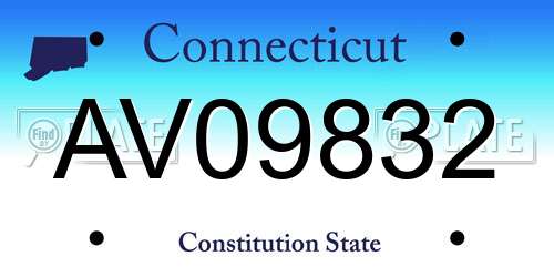 AV09832 Connecticut License Plate