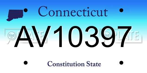 AV10397 Connecticut License Plate