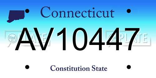 AV10447 Connecticut License Plate