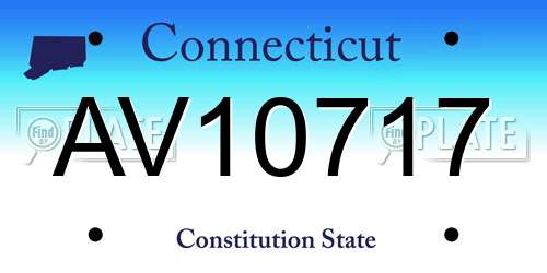 AV10717 Connecticut License Plate
