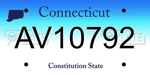 AV10792 Connecticut License Plate