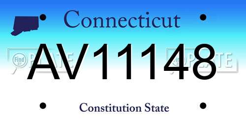 AV11148 Connecticut License Plate