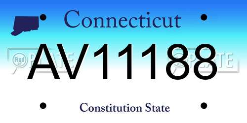 AV11188 Connecticut License Plate