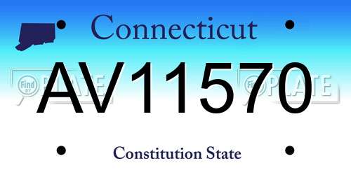 AV11570 Connecticut License Plate